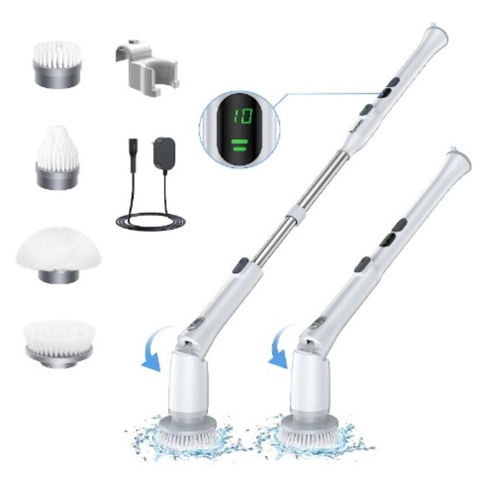 Cordless Electric Spin Scrubber/ Digital Display/ 2 Speeds/ Extension Arm - Picture 1 of 8